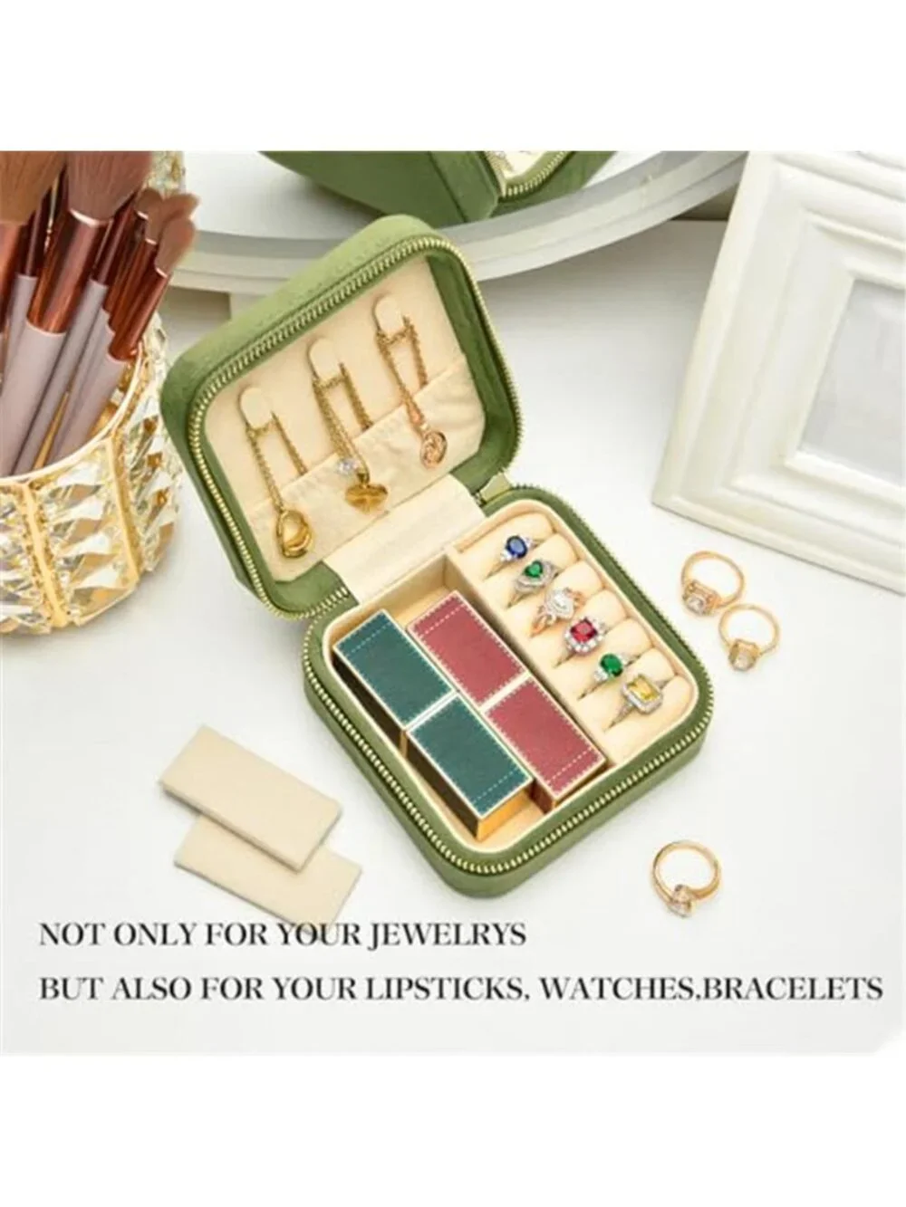 Velvet Travel Jewelry Box Ring Earring Necklace Organizer Storage Case